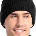 5 x Vgogfly Lined Men Beanie Slouchy Knit Skull Cap Warm Stocking Hats Guys Women Striped Winter Beanie Hat (Black)