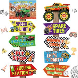 20 Pcs Truck Party Sign Decorations Welcome to Truck Party Supplies for Boys Car Theme Birthday Decor Wall Door Porch Yard Sign Photo Booth Props