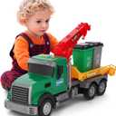 Truck Toy for Kids, 13.7 Inch Garbage Truck Toy with Mini Cans, Sounds & Light, Push Vehicles Toy Gift for Boys Girls 3 4 5 6 7 8 Year