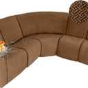 ALIECOM 100% Waterproof Recliner Sectional Couch Covers L Shape Stretch Corner Reclining Sectional Sofa Cover Washable Recliner Slipcover Protector for Dog Pet (5 Seat, Light Brown)