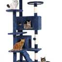 BestPet 54in Cat Tree Tower for Indoor Cats,Multi-Level, Furniture Activity Center with Scratching Posts Stand House Cat Condo with Funny Toys for Kittens Pet Play House,Navy Blue
