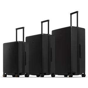 LEVEL8 Luggage Sets 3 Piece, 20 Inch Carry on, 24&28 Checked Hardshell Suitcases Set, Lightweight Luminous Textured Large Luggages with Spinner Wheels Tsa Lock, 3-Piece Set (20/24/28), Black