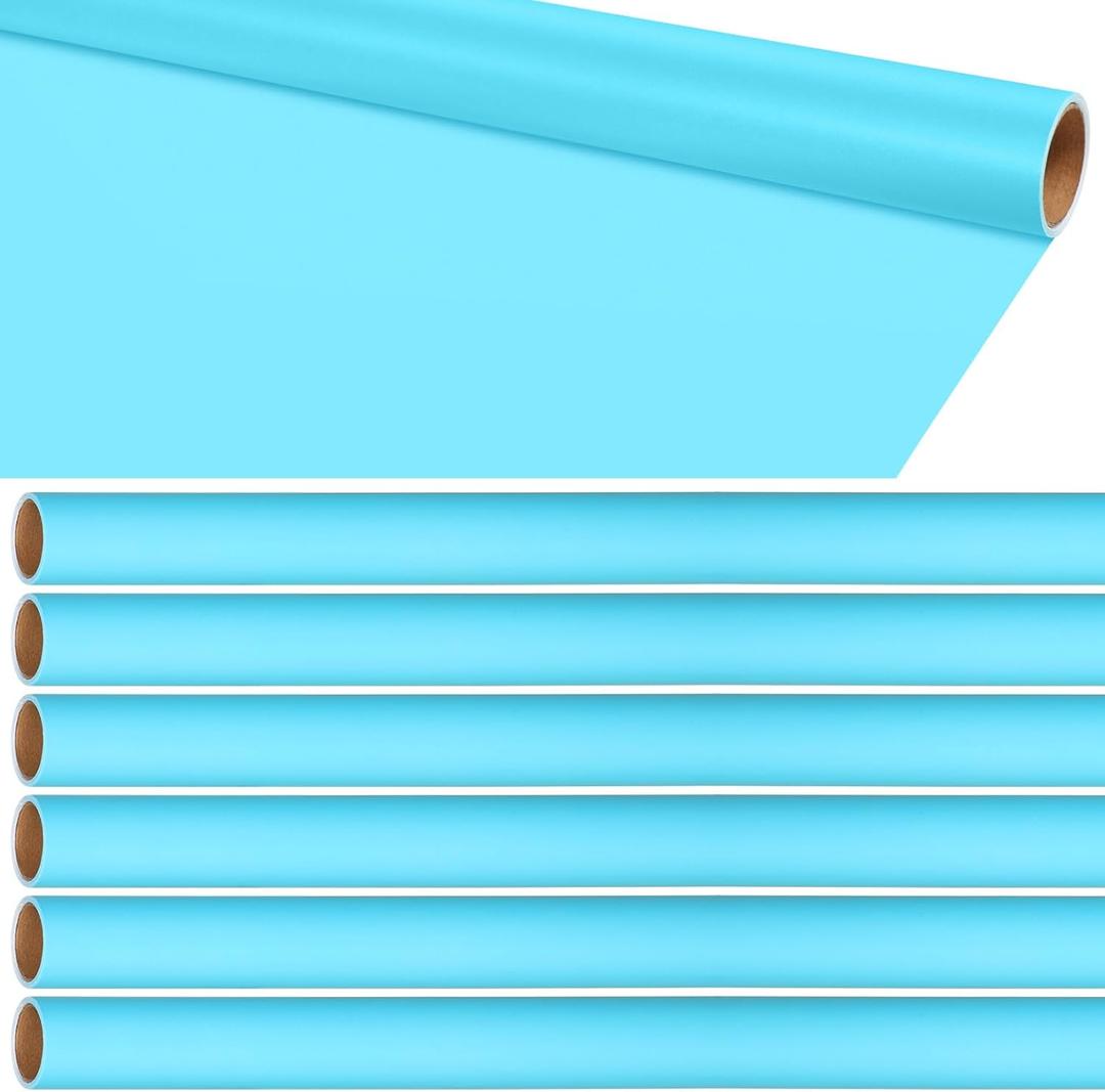6 Rolls Light Blue Bulletin Board Paper 47.2'' x 141.7'' Fade Resistant Bulletin Board Paper for Classroom DIY Art Crafts Drawing Painting Packing Decoration