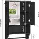 MAHANCRIS Bathroom Wall Cabinet with Mirror, Medicine Cabinet with 2 Door and Adjustable Shelf, Wall Mounted Over The Toilet Storage Cabinet with Towel Bar for Bathroom Laundry Room Kitchen, Black, 15.0"L x 7.3"W x 26.2"H