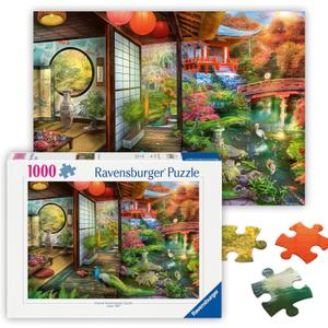 Ravensburger Japanese Garden Teahouse 1000 Piece Jigsaw Puzzle Stunning, Vivid Imagery of Opulent Teahouse Colorful Imagery Ideal Gift Frameable Art Screen Free Fun Puzzles for Adults