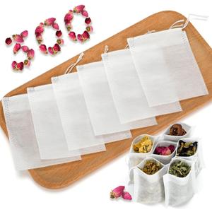300Pcs Disposable Tea Bags for Loose Leaf Tea, Empty Tea Filter Bags with Cotton Drawstring, Fillable Tea Infuser Sachets for Loose Tea, Coffee, Herb, Spice and More (3.54"x 2.75")