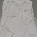 HOCILLE Women's Sexy V Neck Backless Bodycon Spaghetti Strap Elegant Ruffle Maxi Cocktail Party Dresses (Medium, White)