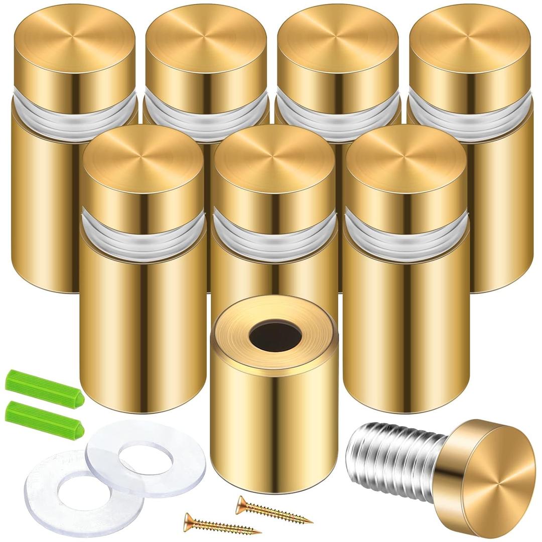 Ferraycle 8 Sets Standoff Screws Stainless Steel Advertising Standoff Mount Metal Hardware Sign Mounting Hardware for Hanging Acrylic Picture Frame(0.47 x 1.18 Inch)