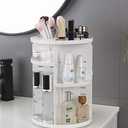 360 Degree Rotation Storage Box Makeup Organizer Cosmetic Storage Box Circle with Tray Storage Cosmetic Makeup Organizer Case (D)
