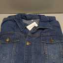 Womens Classic Jean Jacket Plus Size Loose Long Sleeve Button Down Denim Trench Coat (Blue, XL)