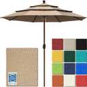 EliteShade USA 10-Year-Non-Fading 11ft 3-Tier Market Patio Umbrella, Commercial Grade Outdoor Table Umbrella with Crank Open, Windproof & UPF 50+ UV Protection, Heavy Duty Ventilation for Garden, Deck, Pool, Backyard, Beach & Bistro, No Tilt, Heather Beige
