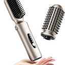 Cordless Hair Straightener Brush, 2 in 1 Curling & Straightening Brush with 200 Million Negative Ions, Mini Travel Hot Straightener Comb for Women, Fast Heating & Dual Voltage