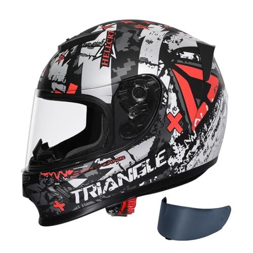 TRIANGLE Kids Motorcycle Helmets Youth Full Face Helmet Lightweight with 2 Visors DOT Approved, /m