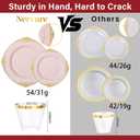 Nervure 175PCS Pink Plastic Plates - Disposable Pink Gold Party Plates & Pre Rolled Napkins with Cutlery for 25 Guests, 50Plates, 75Silverware, 25Cups, 25Napkin for Wedding & Party & Mothers Day