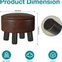 Small Foot Stool Ottoman with Storage, Faux Leather Ottoman Foot Rest for Couch, Round Footstool Ottomans for Living Room (Brown)