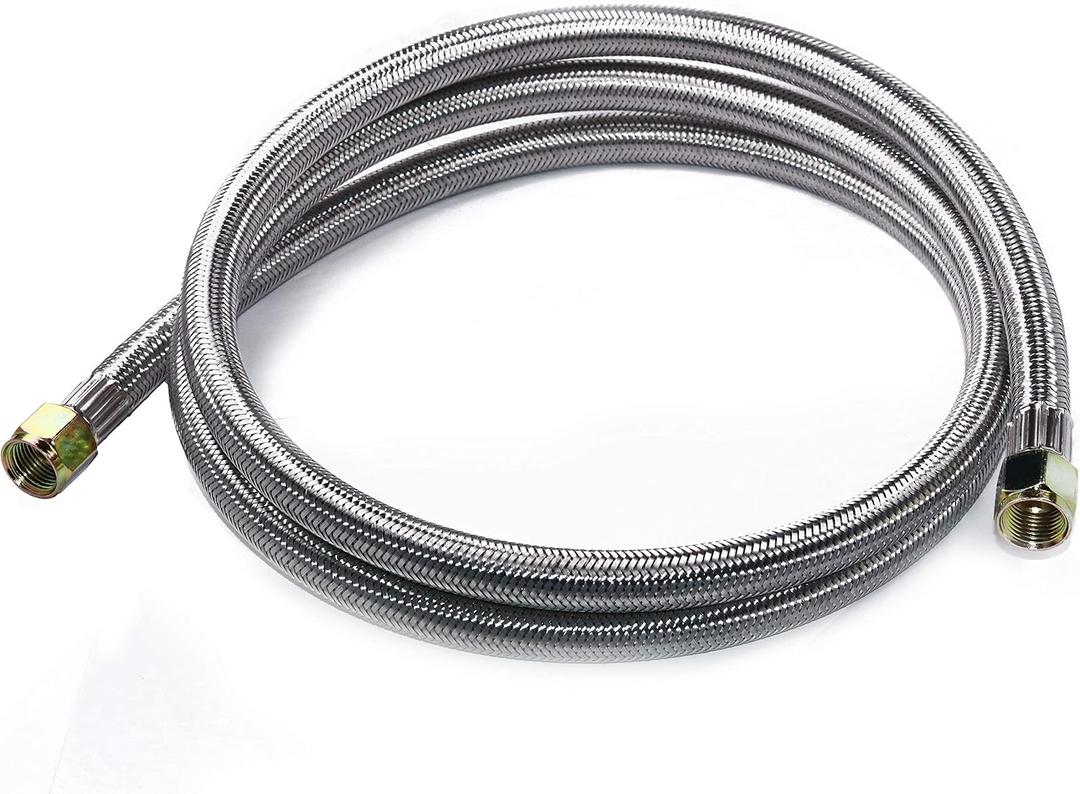 6 Feet Propane Hose Extension 3/8 Female Flare to Female Flare for RV Grill | Braided 6 Foot Propane Gas Line and 3/8 Propane Hose Extension with Female Flare Ends for RV BBQ Grill Propane Tank Heater