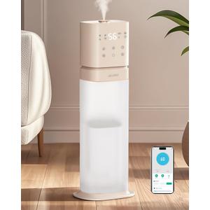 Smart Humidifier Large Room, 2.1Gal/8L Humidifiers for Bedroom with Extended Tube&Night Light, Whole House Cool Mist Humidifiers, WIFI App&Voice Control, School/Office/Warehouse, Pale Pink
