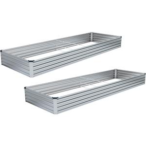 MGNO 2pcs 8x4x1FT Galvanized Raised Garden Bed-Outdoor Planter Box for Vegetables-Metal Garden Bed,Rectangle Planting Box for Herb,Flower (Sliver)