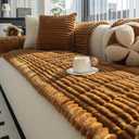 Sofa Couch Cover, Sofa Covers for Dogs Washable, Non-Slip Striped Sofa Slipcovers for Sectional Sofa, Sofa Cover Furniture Protector for L Shaped(Light Brown, 27.6"x 59")