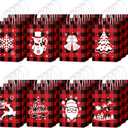 Yeaqee 80pcs Christmas Gift Bags Bulk Small Size Merry Christmas Xmas Kraft Goodie with Handles Holiday Gift Wrapping Paper Bags for Kids Party Supplies 8.3 x 5.9 x 3.15''(Plaid)