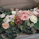 TINGE TIME Dusty Rose Flower Garlands, 2 PCS Pink Artificial Eucalyptus Garlands, Handcraft Artificial Rose Arch Flowers for Wedding Arch Sweetheart Table Ceremony Backdrop Decorations for Home