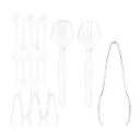 18 Pcs Clear Plastic Serving Utensils Set - 6 Clear Plastic Serving Spoons, 6 Tongs And 6 Forks - Heavy Duty Disposable Serving Utensils Set For Parties