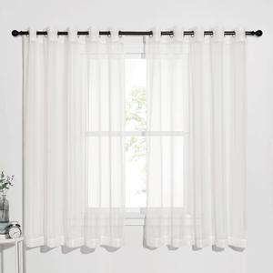 NICETOWN Bedroom Window Curtains Sheer Textured, Grommet Casual Voile Sheer Airy Window Treatments Drapes for Home Office/French Door, Beige, W70 x L63, Sold by 1 Panel
