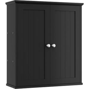 Shintenchi Bathroom Wall Medicine Cabinet with 2 Door, Bathroom Storage Organizer Over The Toilet,Space Saving Storage with 3-Tier Shelves,Solid Black (1 pcs)