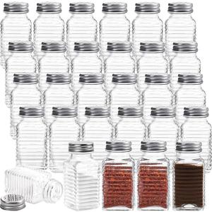 WUWEOT 30 Pack Salt and Pepper Shakers, 3.3oz Glass Shakers Spice Jar with Metal Lids for Salt, Pepper, Spices, Seasonings, Restaurant & Home Kitchen Supplies