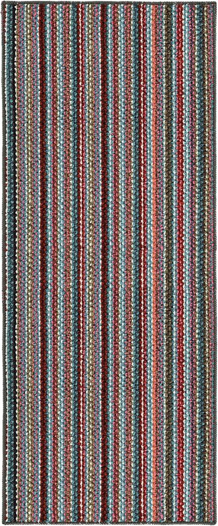Garland Rug Carnival Stripe Non-Slip Recycled 2' X 5' Multi-Color Area Rug – Modern, Stain-Resistant, Ideal for Living Rooms & High-Traffic Areas