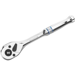 DURATECH 3/8" Dr. 90-Tooth Quick-release Ratchet Handle Reversible Drive Ratchet Wrench Full Polished Home DIY Hand Tools