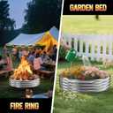 48 Inch Round Galvanized Fire Pit Ring/Fire Ring, Heavy Duty Wood Burning Fire Pits&Outdoor Fireplace,Perfect for Outdoor Gatherings and Campfires in The Yard/Garden/Park/Beach (4 FT Diameter, Silver)