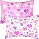 UOMNY Toddler Pillowcases for Girls - Love and Heart Baby Pillow Case 2 Pack - Small Covers for Travel (13X18, 12x16, 14x19)