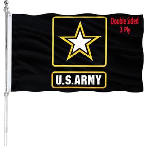 US Army Military Flag 3x5 Double Sided Heavy Duty United States Military Flag Army Black Heavy Duty 3 Ply 200D Polyester and Durable Canvas Header with 2 Brass Grommets
