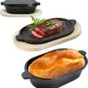 DVK Cast Iron Bread Pan with Lid 2 in 1 Pre Seasoned Cast Iron Dutch Oven Pot Bread Cooking Set with Wooden Plate