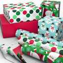 Hallmark Christmas Wrapping Paper with Cutlines on Reverse (3 Rolls: 90 Sq. Ft. Total) Santa Claus, Polka Dots, Snowmen