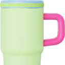 Kids 20 oz Tumbler with Handle, Leak-Proof Screw-On Lid with Removable Silicone Straw, Spill Proof, Reusable Stainless Steel Insulated Water Bottle, Gifts for Boys and Girls, Green Mix (1 Count)