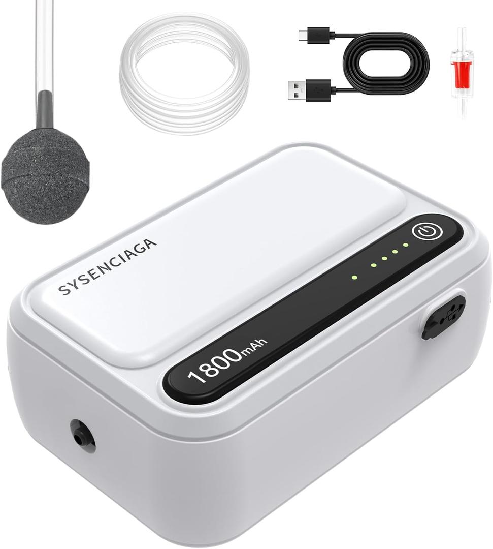 Aquarium Air Pump Rechargeable Aerator for Bait Bucket, Portable Battery Powered Air Pump for Aquarium, Fish Tank Air Pump Bubbler Aerator for Outdoor Fishing