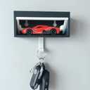 Car Key Holder for Wall, Creative Garage Key Holder with Opening Door, Easy Installation Key Rack for Cars Enthusiasts for Entryway, Hallway, Front Door, Garage(Black White)