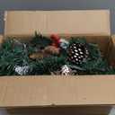 DR.DUDU 15 Inch Outdoor Christmas Decorations Urn Filler for Front Porch- 2 Pack Lighted Christmas Pot Fillers with Stake, Xmas Pine Trees with Timer for Outside Home Dcor