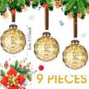 Soulchen 9 Pcs Large Mercury Glass Christmas Ornaments 3.15" Vintage Hanging Ornaments Hanging Christmas Ball Decorations for Xmas Tree Decor(Gold)
