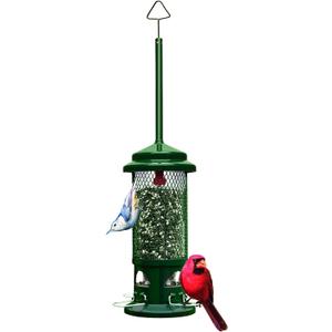 Squirrel Buster Standard Squirrel-proof Bird Feeder w/4 Metal Perches, 1.3-pound Seed Capacity, garden green