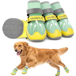 Huafly Dog Shoes for Large Medium Small Dogs,Adjustable Reflective Mesh Breathable Boots & Paw Protectors for Hot Pavement Summer,Anti-Slip Booties for Hard Floors Walking Running Hiking (Size 6)