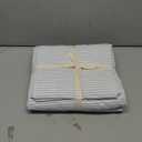 Striped Duvet Cover Set Queen Size 3 Pcs Breathable Durable 100% Washed Cotton Comforter Cover for All Seasons Chic Linen Like Textured Bedding Set (White Light Blue Pinstripes, Queen)