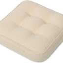 GOFORIT Chair Cushions,Tufted Shredded Memory Foam Chair Pads, Non-Slip Seat Cushions with Removable Cover, 16'' x 16'', Beige