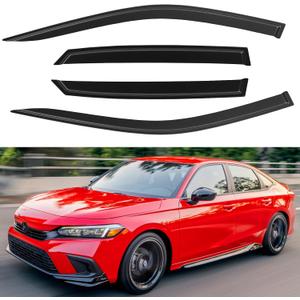 YQAUTEC Window Visors Rain Guards for 2022 2023 2024 2025 2026 Honda Civic, Out-Channel Window Vent Wind Deflectors Visors Shades for 22 23 24 25 26 Civic, for Sedan ONLY