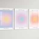 Colorful Abstract Aura Posters for Room Aesthetic 3 Piece Aura Gradient Spiritual Affirmation Canvas Wall Art Positive Energy Painting Danish Pastel Room Wall Decor for Bedroom Yoga 12x16in Unframed (Pink)