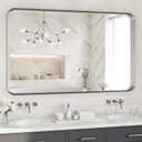48X30 Inch Silver Metal Framed Bathroom Mirror for Wall,HD Tempered Glass