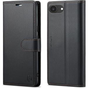 Wallet Case for iPhone 16e, RFID Blocking Credit Card Holder, PU Leather Folio Flip Kickstand Protective Shockproof Cover for Apple 16e (Black)