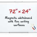 AmazingSpark 72" x 24" Foldable Whiteboard Dry Erase Board Large Tri Folding Whiteboard Magnetic Dry Erase Board, Wall Aluminium Frame and Flip Out Pen Tray for Office, Home